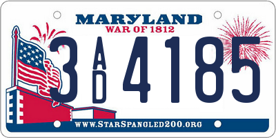 MD license plate 3AD4185