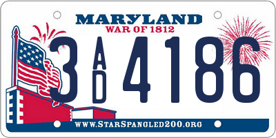 MD license plate 3AD4186