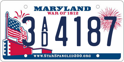 MD license plate 3AD4187