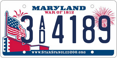 MD license plate 3AD4189