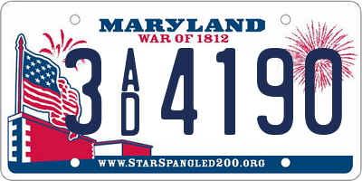 MD license plate 3AD4190