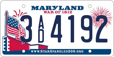 MD license plate 3AD4192