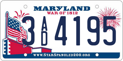 MD license plate 3AD4195