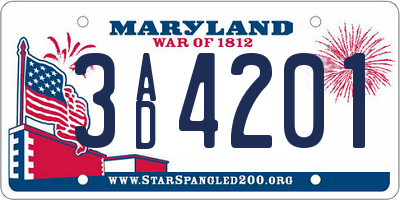 MD license plate 3AD4201