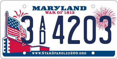 MD license plate 3AD4203