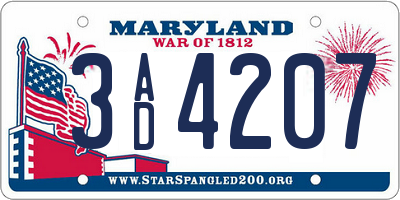 MD license plate 3AD4207