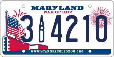 MD license plate 3AD4210