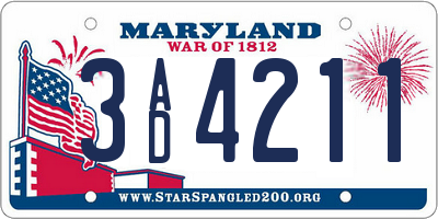 MD license plate 3AD4211