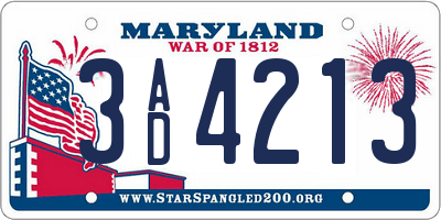 MD license plate 3AD4213