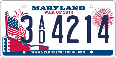 MD license plate 3AD4214