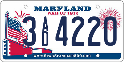 MD license plate 3AD4220