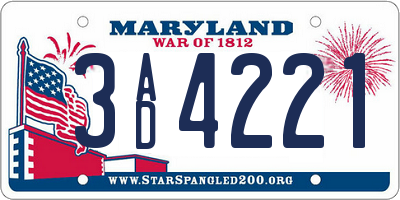 MD license plate 3AD4221