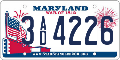 MD license plate 3AD4226