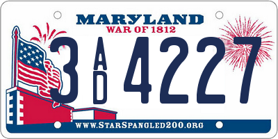 MD license plate 3AD4227