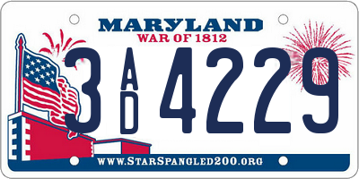 MD license plate 3AD4229