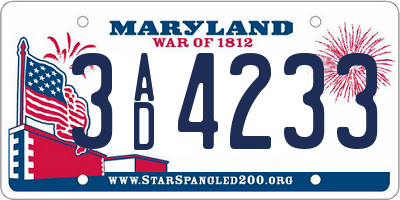 MD license plate 3AD4233