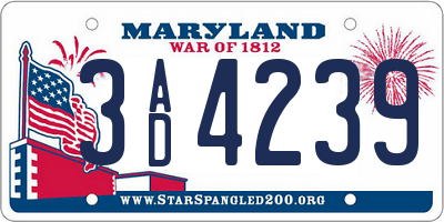 MD license plate 3AD4239