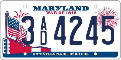 MD license plate 3AD4245
