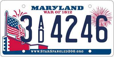 MD license plate 3AD4246