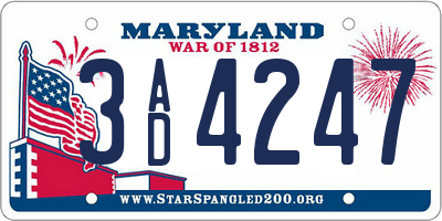 MD license plate 3AD4247