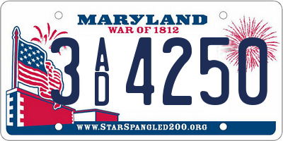 MD license plate 3AD4250