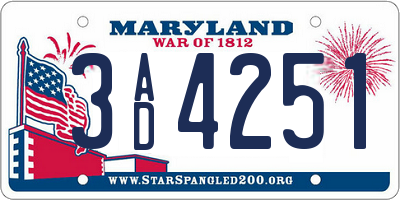 MD license plate 3AD4251