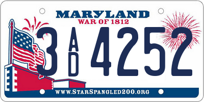 MD license plate 3AD4252
