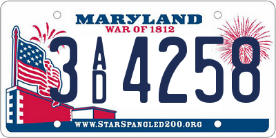 MD license plate 3AD4258