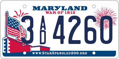 MD license plate 3AD4260
