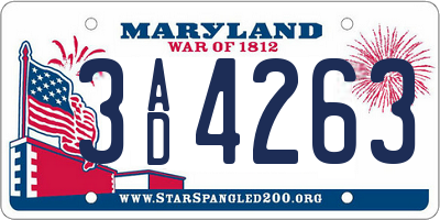 MD license plate 3AD4263