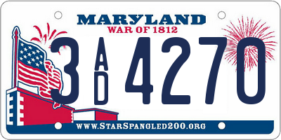 MD license plate 3AD4270