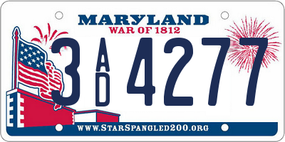 MD license plate 3AD4277