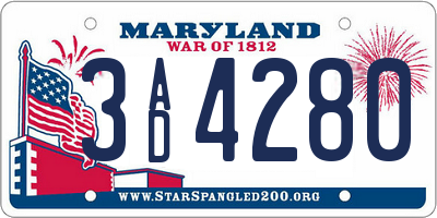 MD license plate 3AD4280