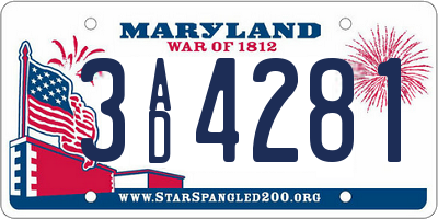 MD license plate 3AD4281