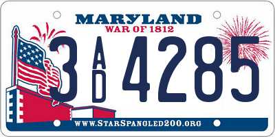 MD license plate 3AD4285