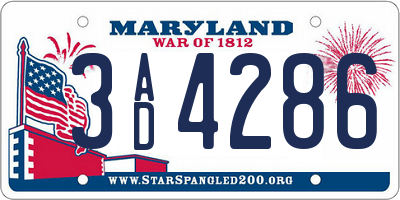 MD license plate 3AD4286