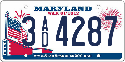 MD license plate 3AD4287