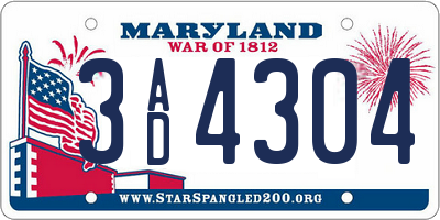 MD license plate 3AD4304