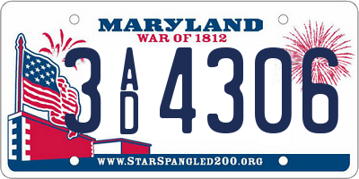 MD license plate 3AD4306