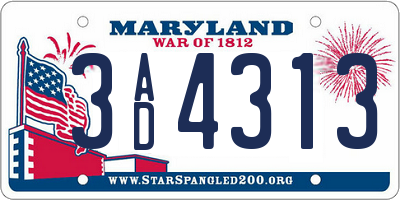 MD license plate 3AD4313