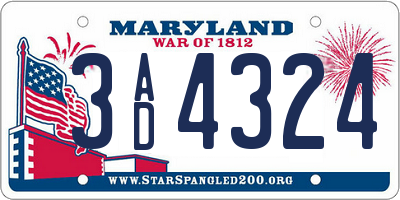 MD license plate 3AD4324