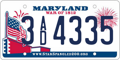 MD license plate 3AD4335
