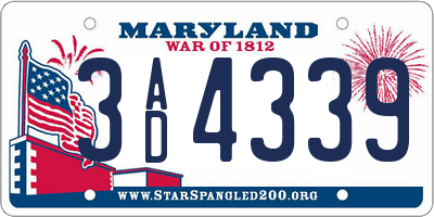 MD license plate 3AD4339