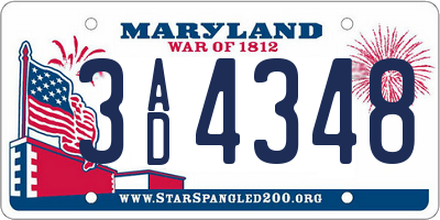 MD license plate 3AD4348