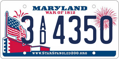 MD license plate 3AD4350