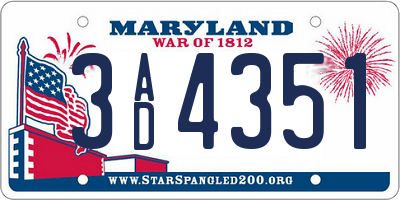 MD license plate 3AD4351