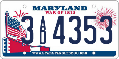 MD license plate 3AD4353