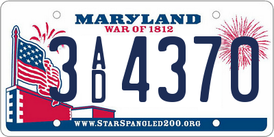 MD license plate 3AD4370