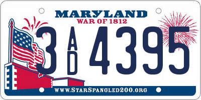 MD license plate 3AD4395