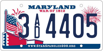 MD license plate 3AD4405